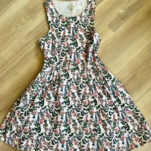 Jack Wills Floral Fit & Flare Dress Soft Pink Botanical Print US 6